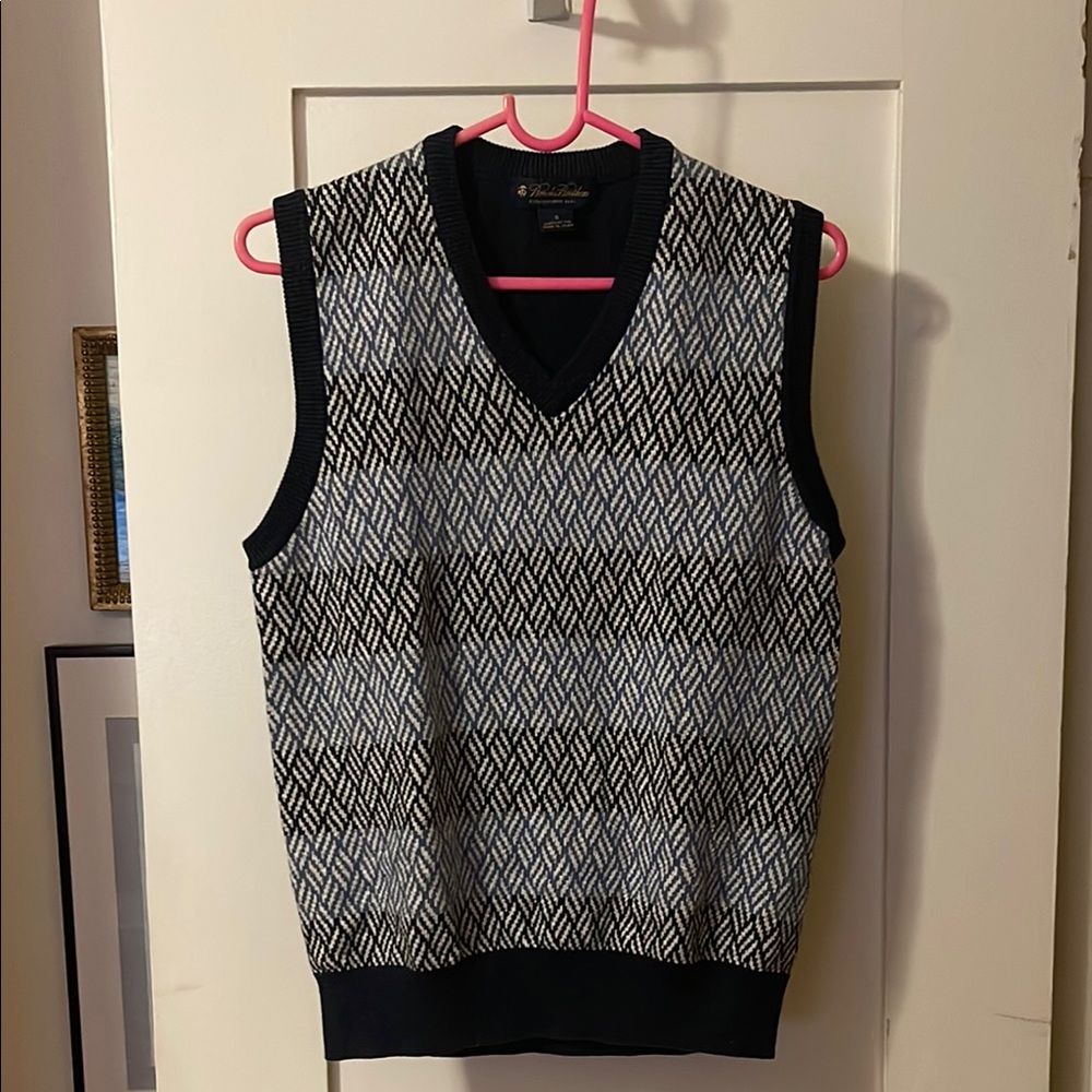 Brooks Brothers Black and White Knit Vest